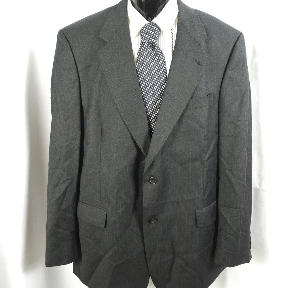 1‎ Hart Schaffner Marx Men's Gray Pinstripe Wool Sport Coat 44Rr
